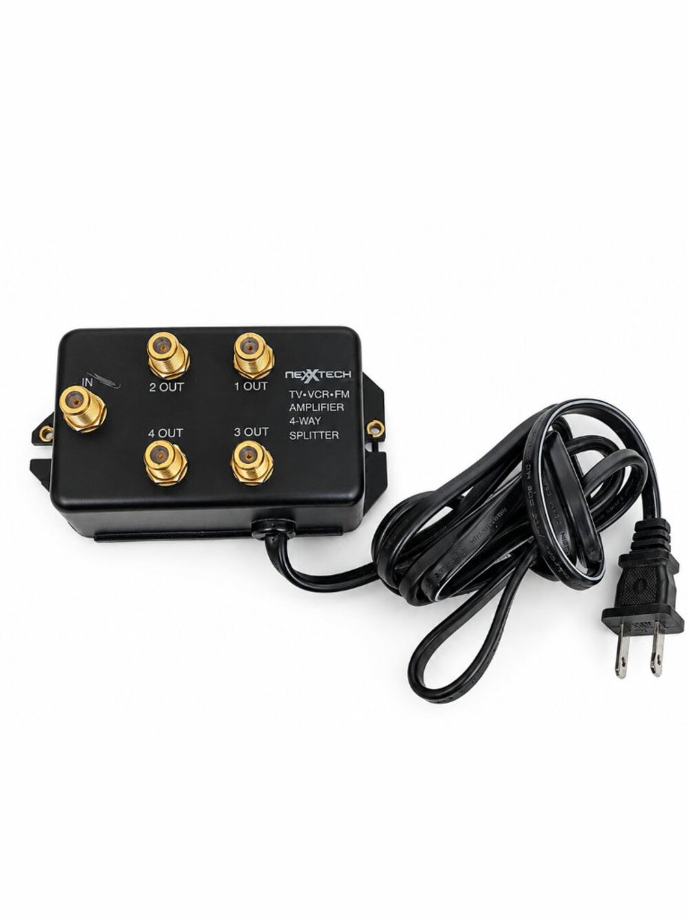 Nexxtech TV VCR FM Amplifier 4-Way Splitter Model 15-0119X